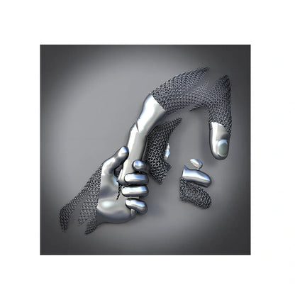 Square frameless canvas painting with geometric abstraction pattern in modern interior setting