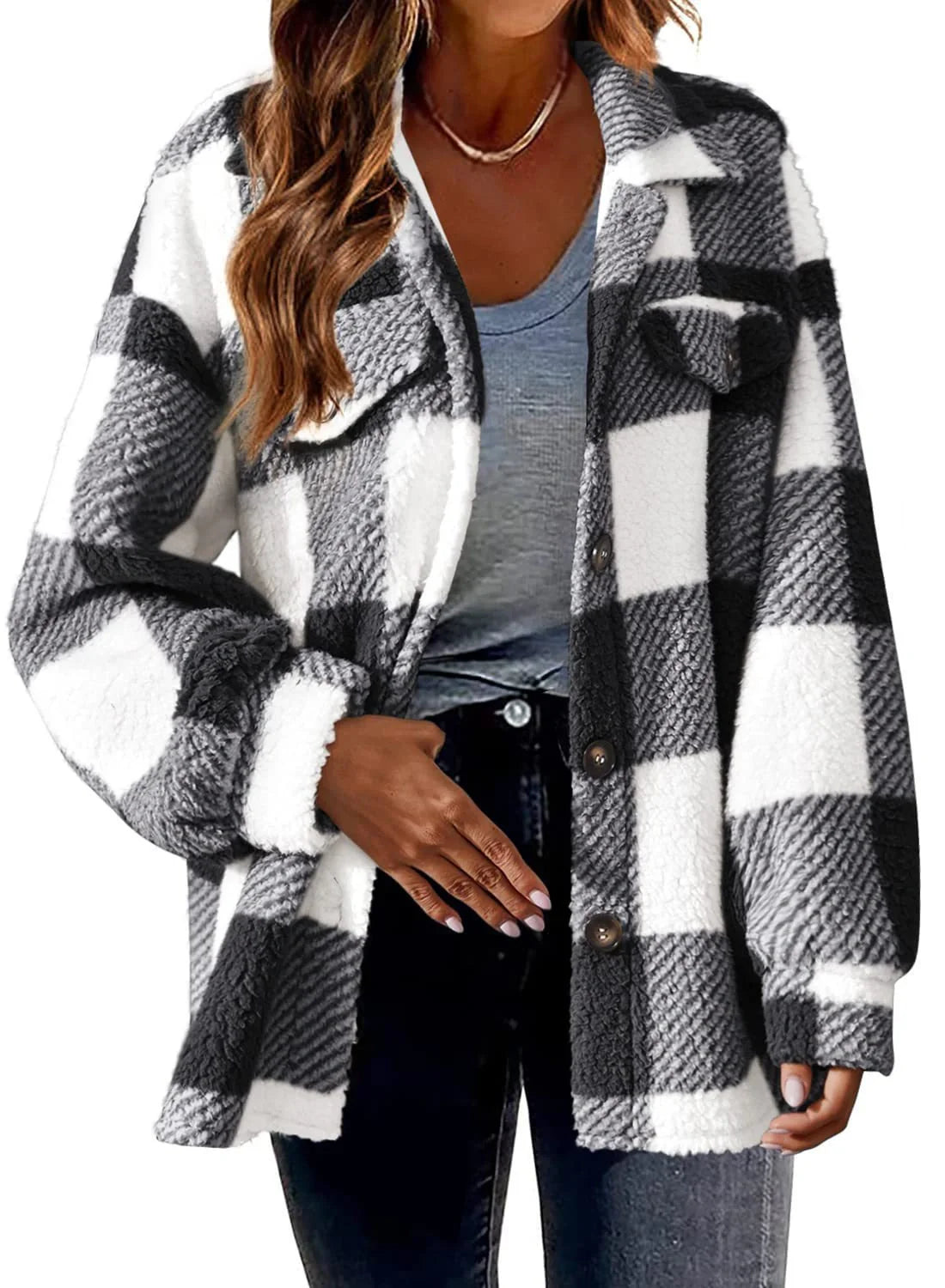 Cozy, plush women's jacket with stylish striped pattern in a variety of color options