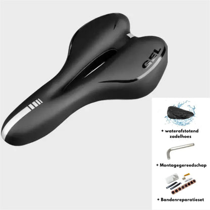 Bicycle cushion with thickened silicone saddle, spring suspension, and PU leather surface on bicycle seat post