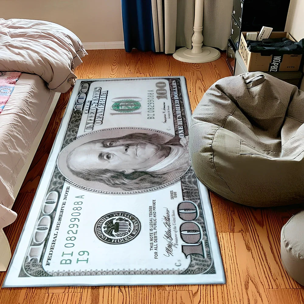 Retro dollar print fashion carpet in multiple sizes from 40cm to 80cm width options for entrance and corridor use