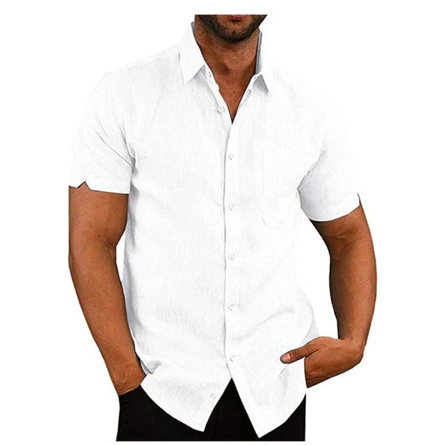 Men's short sleeve summer shirt in various colors with drop shoulder sleeve design