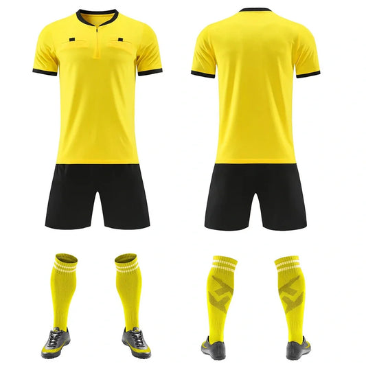 Bamboo fibre football referee clothing suit in yellow with polyester lining for match officials