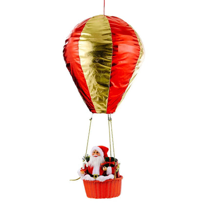 Santa Claus hot air balloon Christmas ceiling decoration measuring 40x90cm with vinyl and velvet materials
