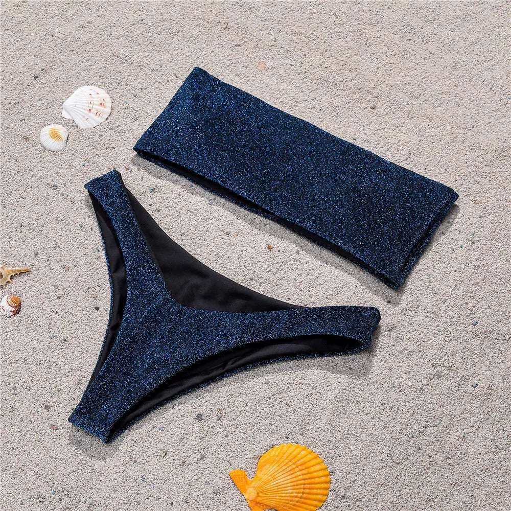 Vibrant tube top bikini in multiple colors, perfect for beach and pool