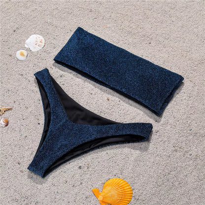 Vibrant tube top bikini in multiple colors, perfect for beach and pool