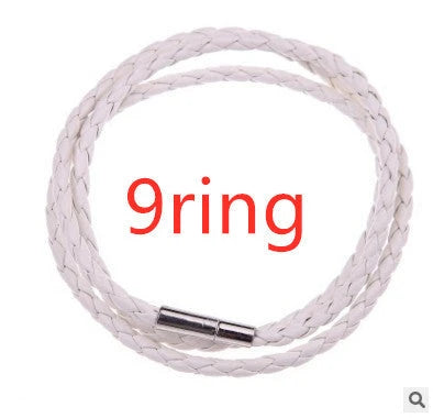 Personalized men's braided leather bracelet with stainless steel beads and custom name charm