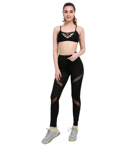Speed dry gauze yoga pants with butterfly X mesh design for workouts