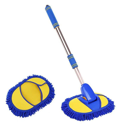 Blue round chenille mop with 20cm diameter head and 300cm aluminium handle for floor cleaning