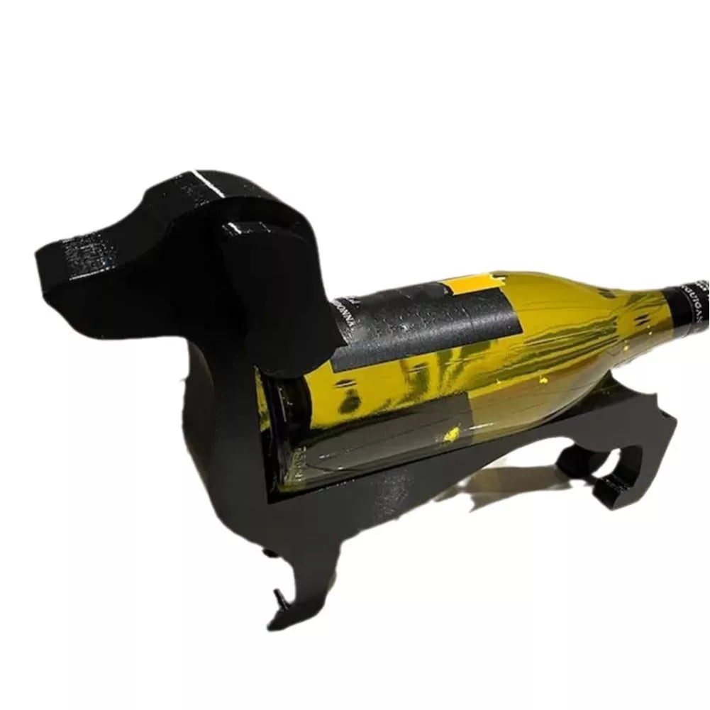 Dachshund-shaped wine bottle holder in various colors for creative home decor