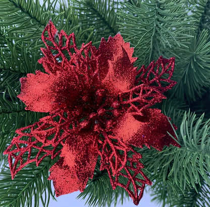 16cm Christmas tree wreath in gold with PE base and glitter powder for festive hanging