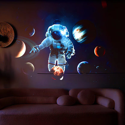Grey ABS silicone galaxy projector showing rotating star projection on ceiling with USB cable