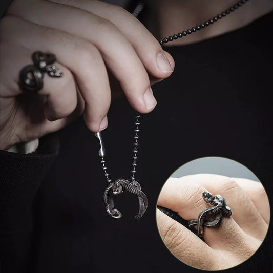 Vintage gold snake ring with adjustable opening for men and women