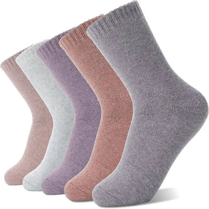 Wool cashmere blend tube socks in solid colours with middle calf length