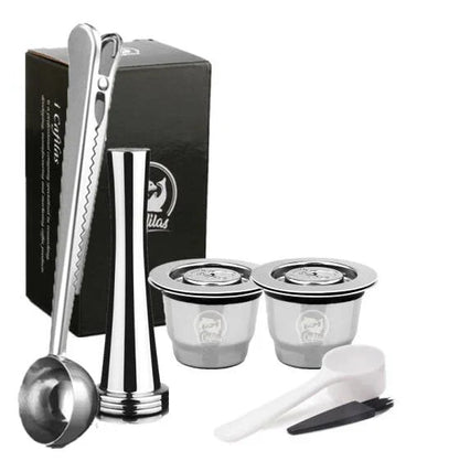 Premium stainless steel coffee capsule shells with square openings for optimal flavor extraction and brewing experience