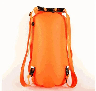 Dual Airbag Waterproof Backpack in fluorescent orange for swimming and outdoor activities
