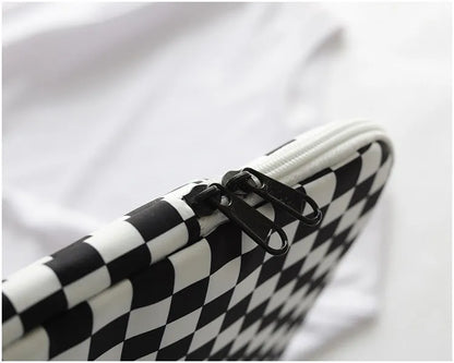 Checkerboard storage hand file bag notebook in plaid polyester, 11 inch size, for laptop protection