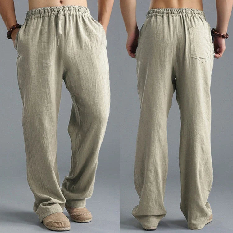 Men's breathable linen loose casual sports pants in various colors