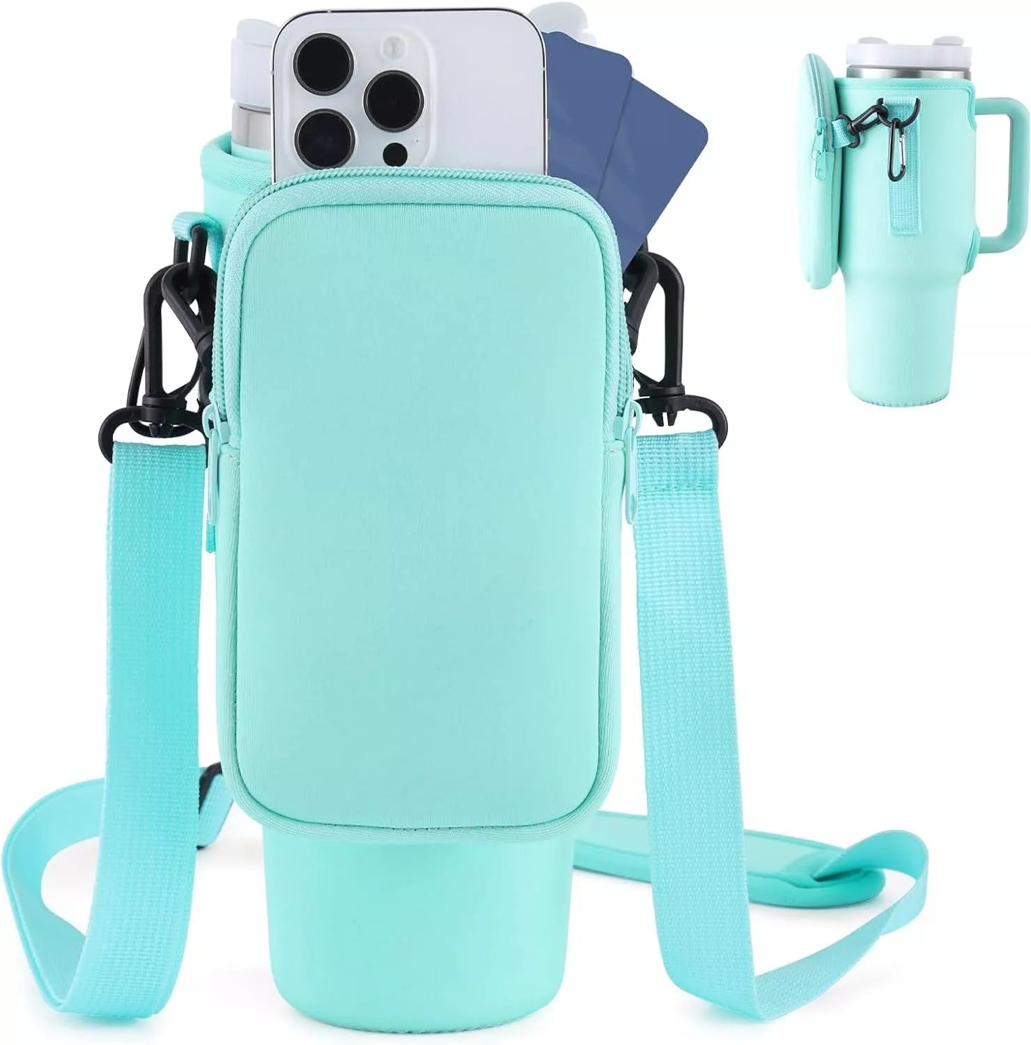 Slok Water Bottle Carrier Bag for 40oz tumblers with adjustable strap and storage pockets