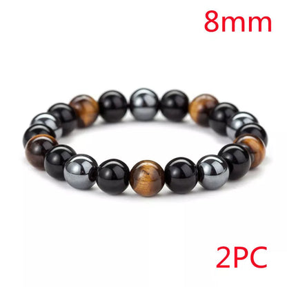 Hand-woven Tiger Eye Stone Bracelet in natural stone, sizes 8mm and 10mm