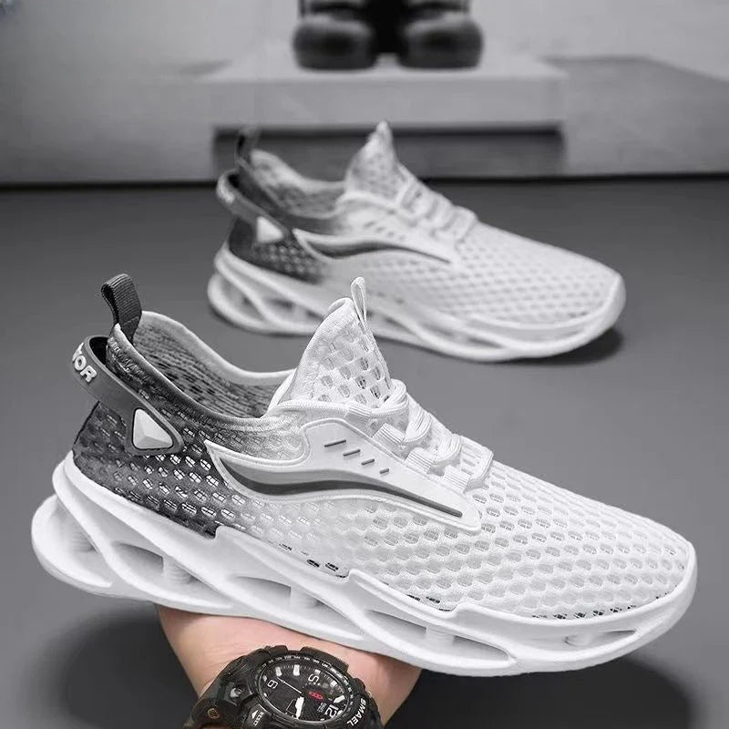 Breathable mesh sports shoes for men with a stylish lace-up design, offering comfort and versatility for everyday wear or light workouts.