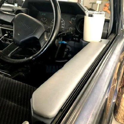 Grey car armrest door ring frame with magnetic sucker attachment system for vehicle door panels