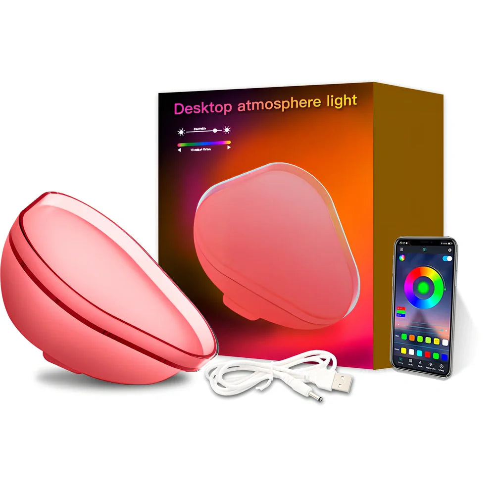 Smart desk lamp with 16 colour options, 155mm height, WiFi and Bluetooth control for bedroom lighting