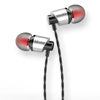 Black wired in-ear headphones with 3.5mm plug, TPE cable, and silicone ear tips for gaming and music