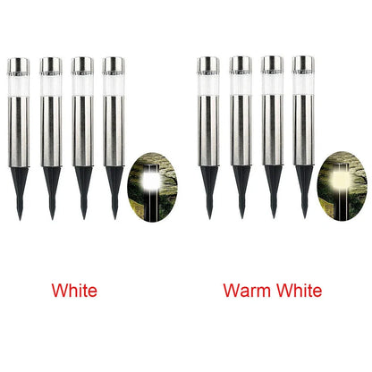 Solar cylindrical lawn light 23cm tall with 5.5cm diameter for garden pathway illumination