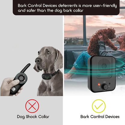 Ultrasonic anti-barking device for dogs with automatic 50-foot detection, suitable for outdoor mounting