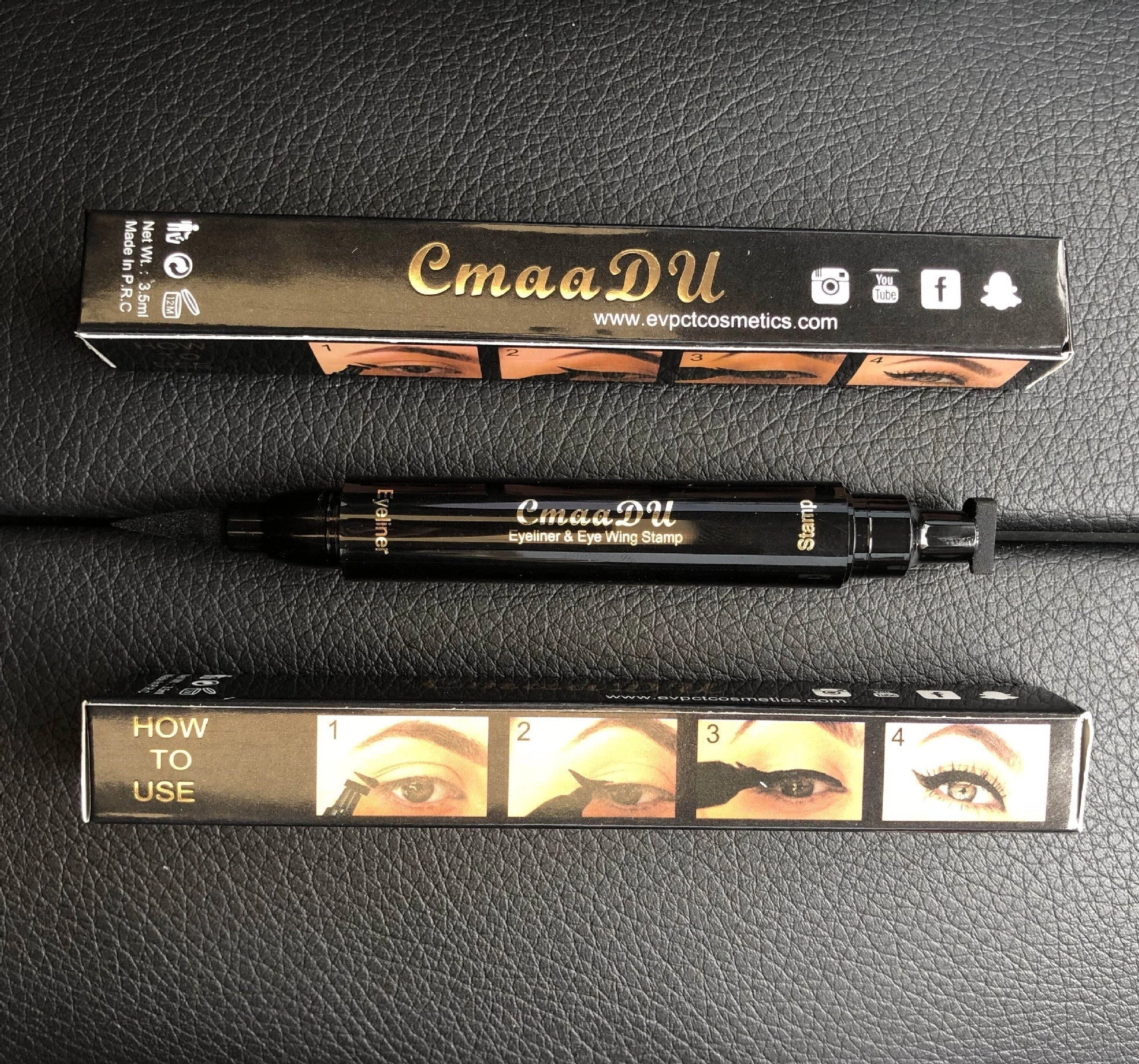 Dual-Tip Winged Eyeliner Stamp with Carbon-Black Pigment for Easy Application
