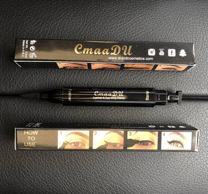 Dual-Tip Winged Eyeliner Stamp with Carbon-Black Pigment for Easy Application