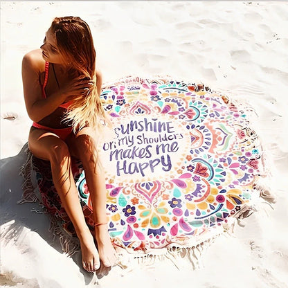 150cm Bohemian pattern beach towel with quick-dry polyester in five colour options