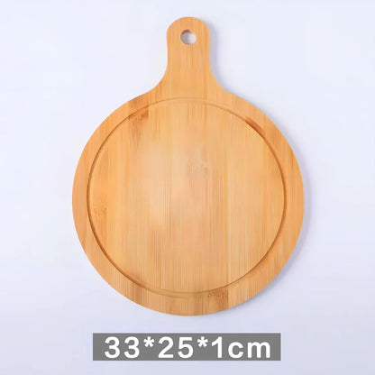33x18cm bamboo fibre pizza chopping board with natural finish and rounded edges