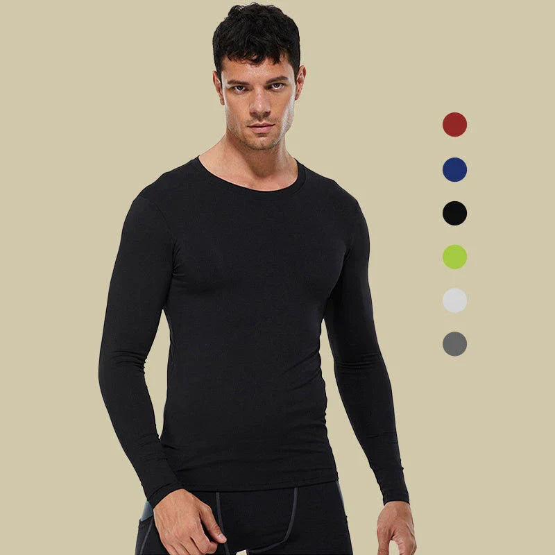 Premium long sleeve compression muscle tee for men, available in multiple colors and sizes