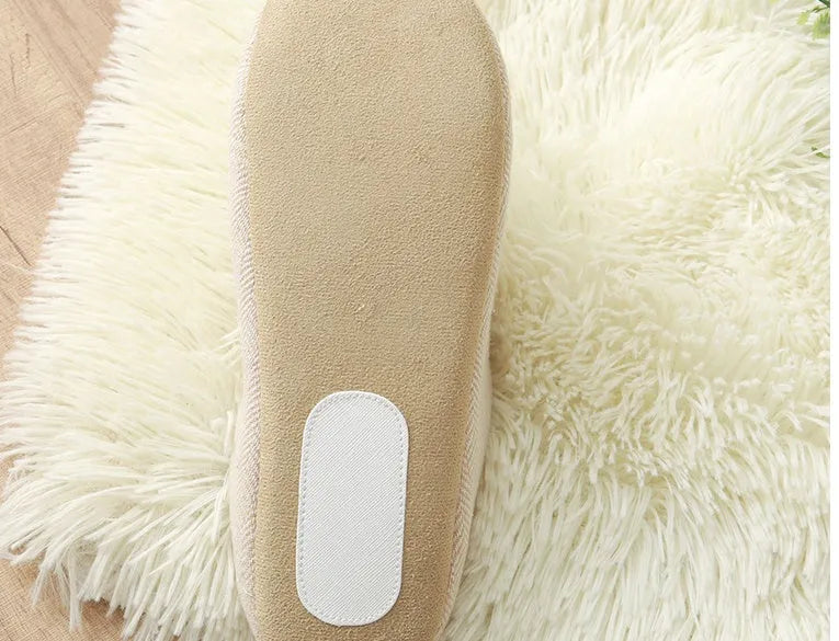 Men's black cotton indoor home slippers with soft anti-skid sole, 260mm to 290mm lengths