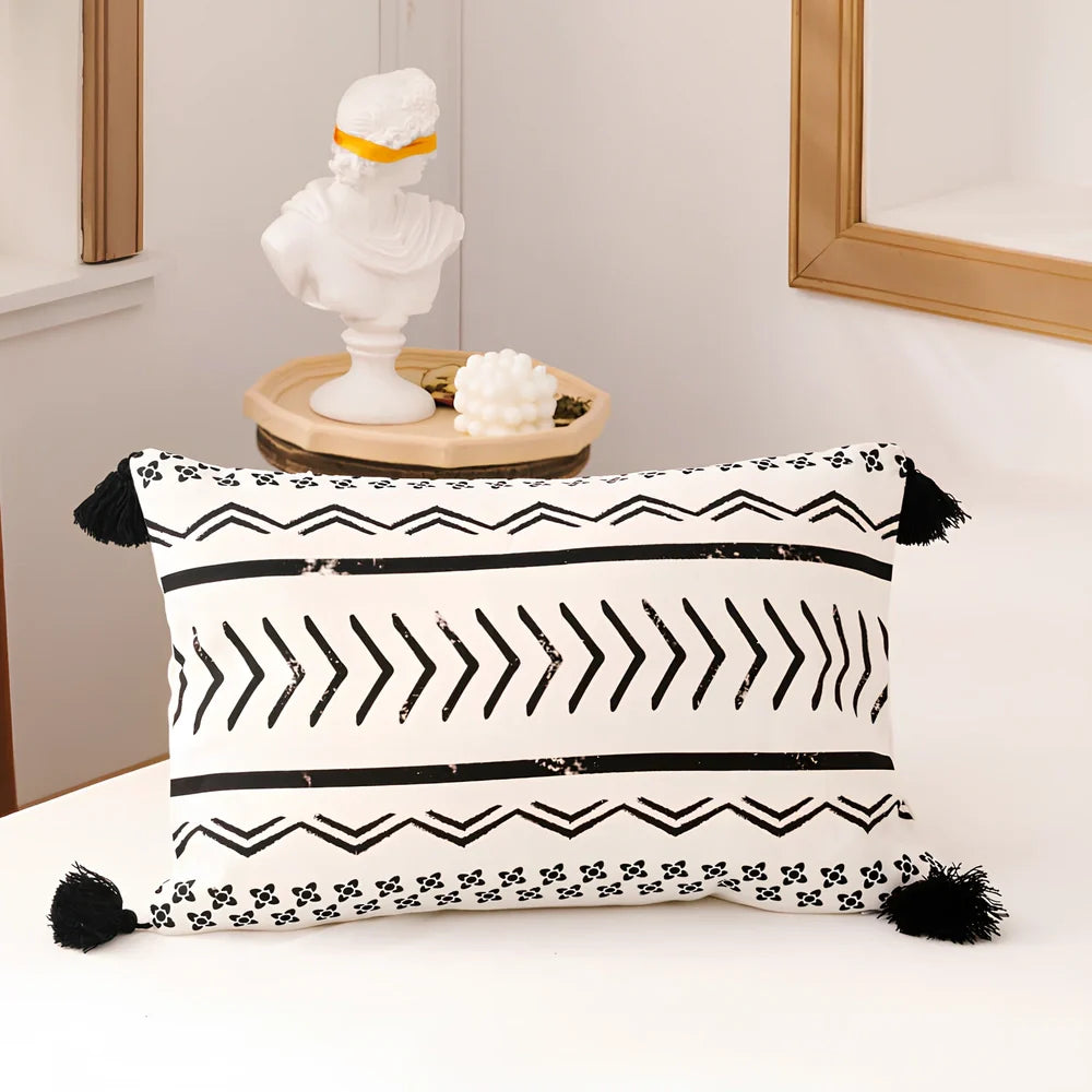 Double-sided sofa cushion set: 45x45cm cotton canvas squares and 35x50cm PP cotton pillow with leather reverse and hidden zippers