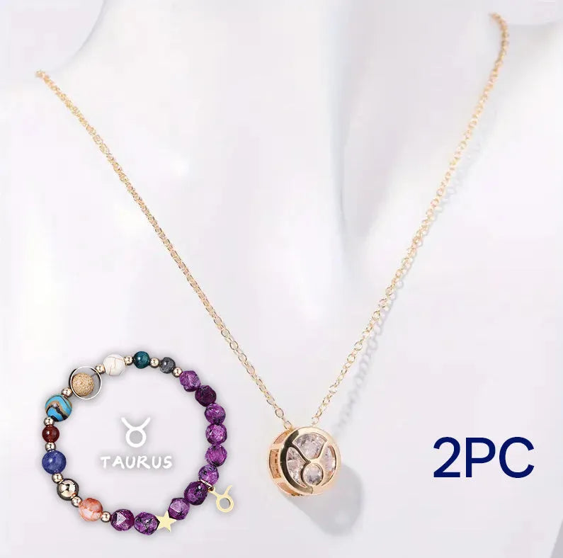 Natural stone beaded necklace and bracelet set with adjustable cord in twelve style variations