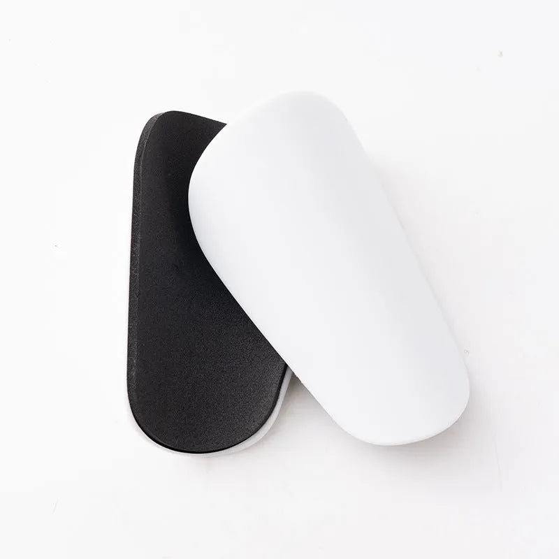 PU mini shin guards for football and running sports in black and blue colours