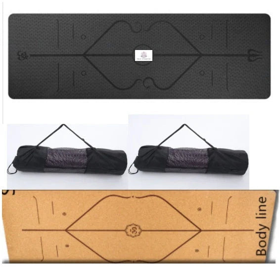 Premium non-slip yoga mat with printed alignment lines for improved form and stability during yoga practice