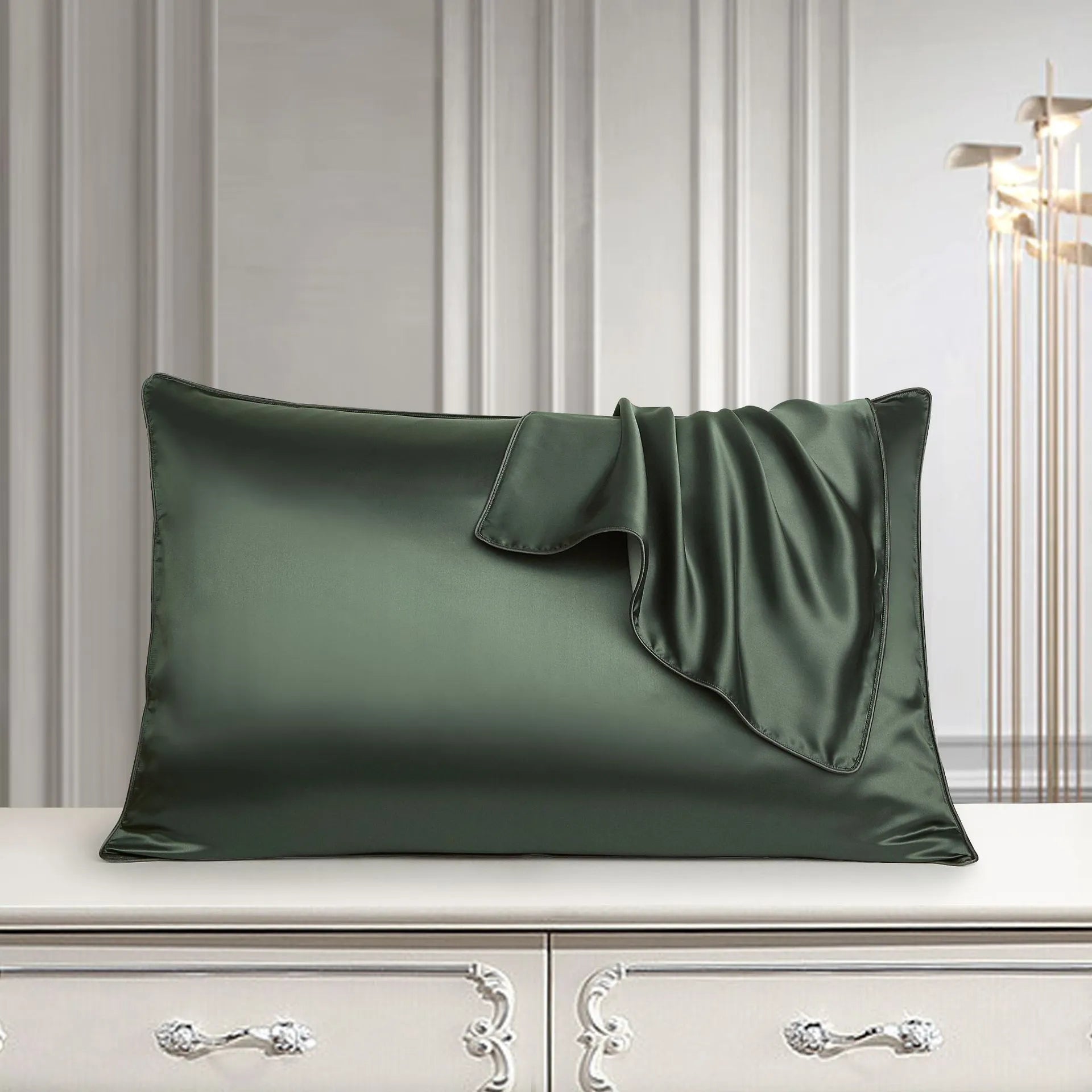 Mulberry silk pillowcase 48x74cm in palace luxury style with inlaid rope weave texture.