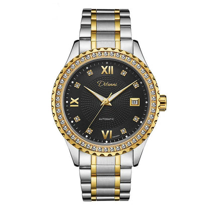 Fashionmonger automatic mechanical watch with luminous display and stainless steel case measuring 13mm thickness