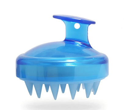 Black silicone shampoo brush with hook design measuring 8x8x7cm for scalp massage during hair washing