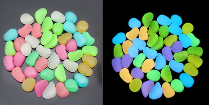 Blue, green, and white glow in the dark resin rocks for aquarium decoration with irregular shapes
