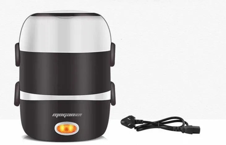 White rice cooker with stainless steel inner pot showing control panel with cook and warm settings
