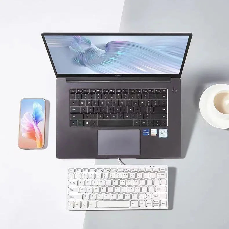 USB wired mini noiseless keyboard in black, white, pink, or blue colours