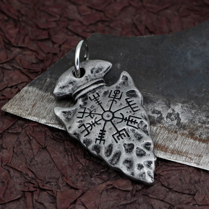 Stylish Alloy Compass Pendant Necklace in silver and ancient tin colors