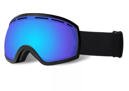 Large spherical ski goggles with anti-fog technology for clear vision in any condition