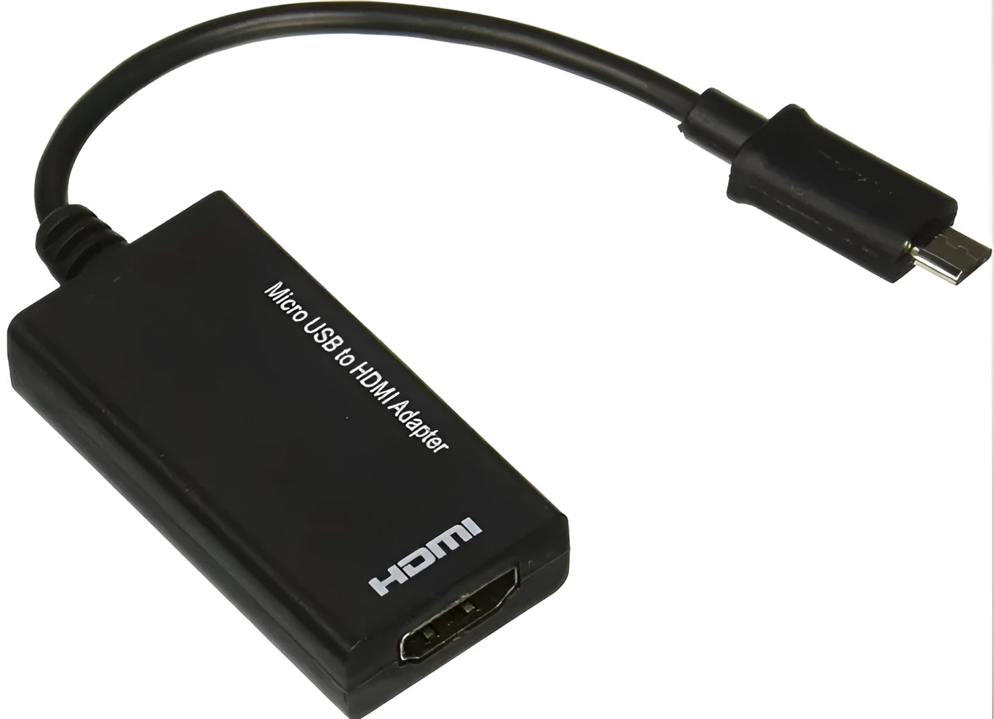 Black DisplayPort to HDMI adapter cable with micro USB connector, 12cm length