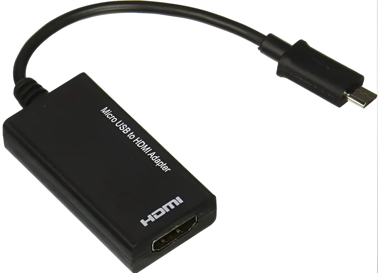 Black DisplayPort to HDMI adapter cable with micro USB connector, 12cm length