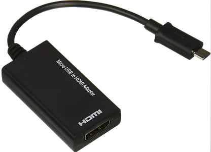 Black DisplayPort to HDMI adapter cable with micro USB connector, 12cm length